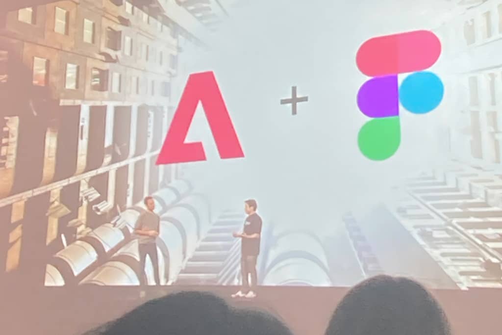 Dylan Field, le fondateur de Figma pendant l'Adobe Max, avec Scott Belsky.