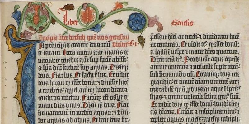 Incipit de la Genèse : détail de la bible de Gutenberg