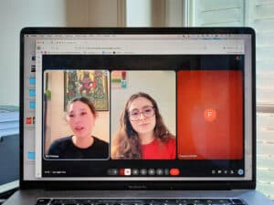 Capture d'écran de la visio ayant permis l'interview de Mia et Justine