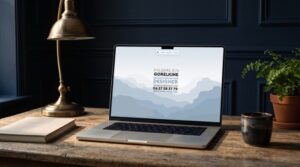 Visuel d'un ordinateur sur une table avec la home page du site de Maximilien Gorelkine